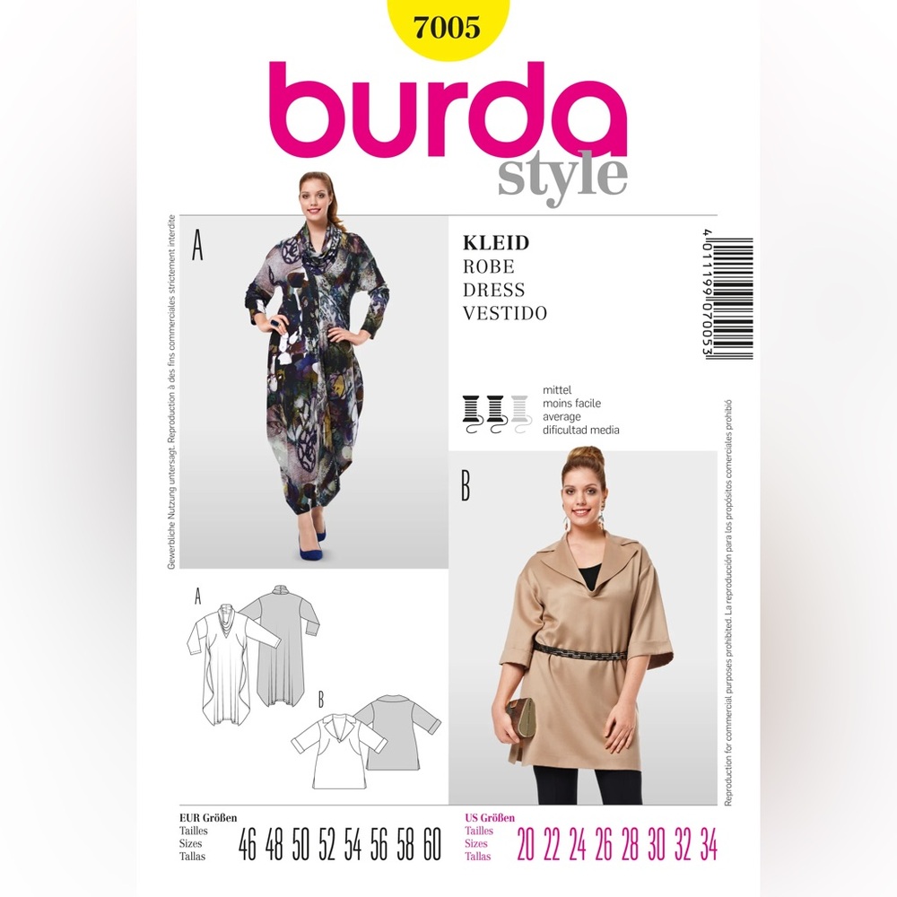 🧵 2 for 22$ 🧵 BURDA Dress Sewing Pattern 7005
